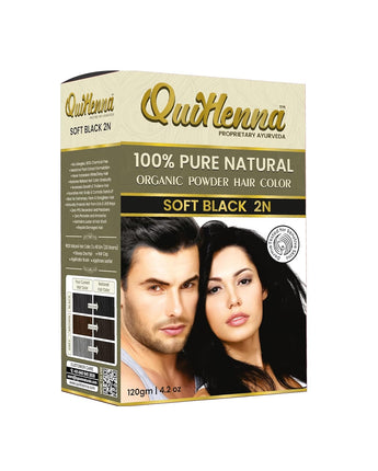 Quikhenna 100% Powder Organic Hair Color - 2N Soft Black 120 GM