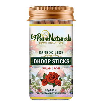 byPureNaturals Insence Sticks with Rose Fragrance, Bamboo Less Dhoop Sticks for Pooja | Gulab Dhoop Batti with Holder, Agarbatti (Pack of 1)