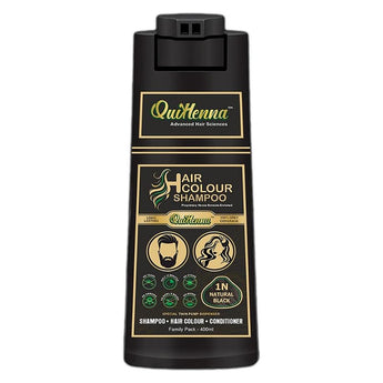 QuikHenna Ammonia Free Hair Colour Shampoo For Men and Women Natural Black - 400 ML