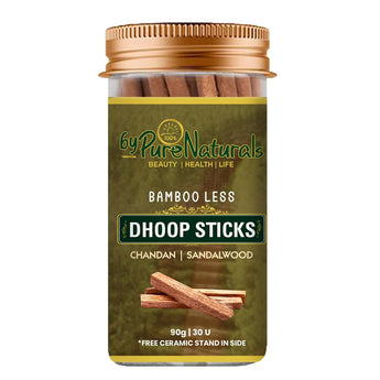 byPureNaturals Insence Sticks with Chandan Fragrance, Bamboo Less Dhoop Sticks for Pooja | Sandalwood Dhoop Batti with Holder, Agarbatti (Pack of 1)