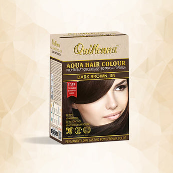 QuikHenna, AQUA Powder Hair Color 3N Dark Brown for Men & Women, 110GM | Permanent Long Lasting Hair Color | Free from PPD, Resorcinols, Peroxides, Ammonia & Harsh Chemicals