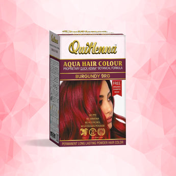 QuikHenna, AQUA Powder Hair Color 9RG Burgundy for Men & Women, 110GM | Permanent Long Lasting Hair Color | Free from PPD, Resorcinols, Peroxides, Ammonia & Harsh Chemicals