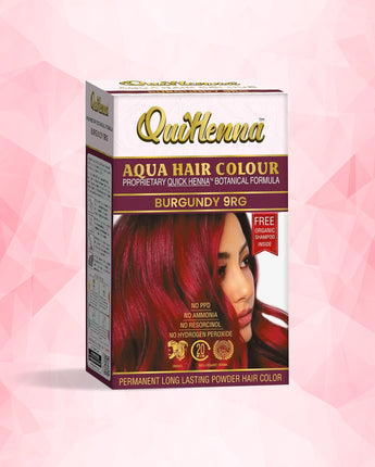 QuikHenna, AQUA Powder Hair Color 9RG Burgundy for Men & Women, 110GM | Permanent Long Lasting Hair Color | Free from PPD, Resorcinols, Peroxides, Ammonia & Harsh Chemicals