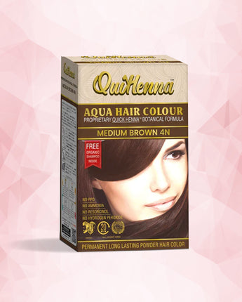 QuikHenna, AQUA Powder Hair Color 4N Medium Brown for Men & Women, 110GM | Permanent Long Lasting Hair Color | Free from PPD, Resorcinols, Peroxides, Ammonia & Harsh Chemicals