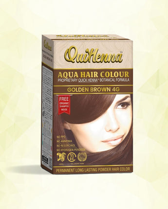 QuikHenna, AQUA Powder Hair Color 4G Golden Brown  for Men & Women, 110GM | Permanent Long Lasting Hair Color | Free from PPD, Resorcinols, Peroxides, Ammonia & Harsh Chemicals