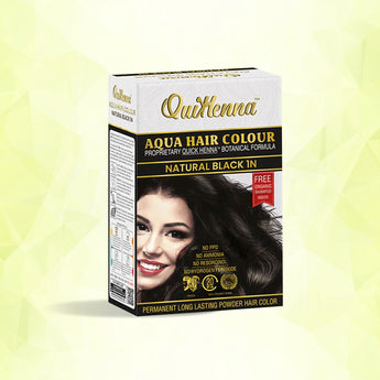 QuikHenna, AQUA Powder Hair Color 1N Natural Black for Men & Women, 110GM | Permanent Long Lasting Hair Color | Free from PPD, Resorcinols, Peroxides, Ammonia & Harsh Chemicals