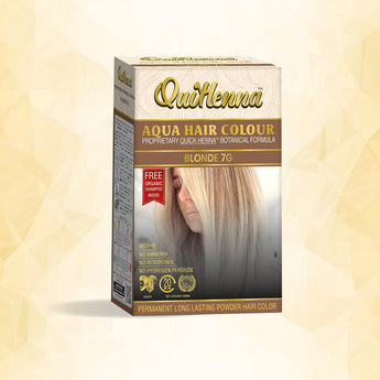 QuikHenna, AQUA Powder Hair Color 7G Blonde for Men & Women, 110GM | Permanent Long Lasting Hair Color | Free from PPD, Resorcinols, Peroxides, Ammonia & Harsh Chemicals