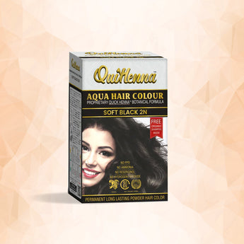 QuikHenna, AQUA Powder Hair Color 2N Soft Black for Men & Women, 110GM | Permanent Long Lasting Hair Color | Free from PPD, Resorcinols, Peroxides, Ammonia & Harsh Chemicals