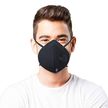 byPureNaturals 5 Layered N95 Face Mask Reusable, Washable Over the Head Black Anti Pollution Face Mask With Respirator Vent.