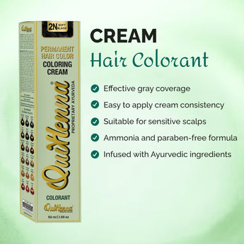 Quikhenna Cream Hair Color 50ml - 2N Soft Black