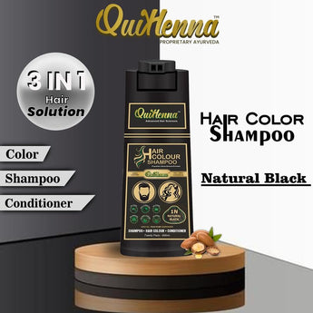 QuikHenna Ammonia Free Hair Colour Shampoo For Men and Women Natural Black - 400 ML