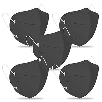 byPurenaturals N95 Black Face Med Mask With Ear ( Loop Pack of 5 ) melt blown febric  (M, Pack of 5)