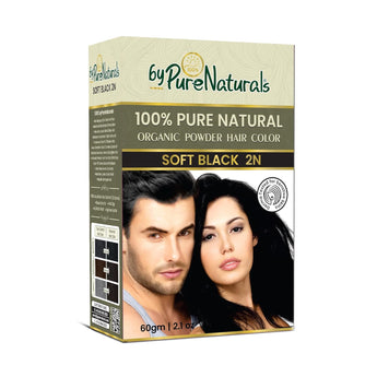 byPureNaturals 100% Organic Powder Soft Black Hair Color 60gm | Pure Natural Hair Colour for Men & Women | Chemical Free & Ammonia Free Hair Colour