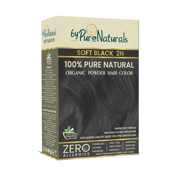 byPureNaturals 100% Organic Powder Soft Black Hair Color 60gm | Pure Natural Hair Colour for Men & Women | Chemical Free & Ammonia Free Hair Colour